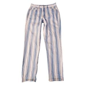 American Eagle Mom Jean Size 4 Regular Blue White Striped High Rise 100% Cotton